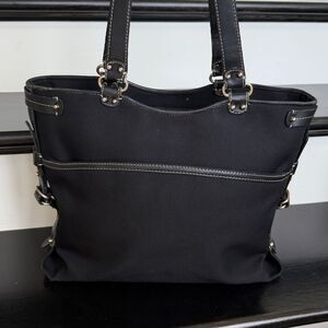 Antonio Melani canvas leather shoulder bag purse tote magnetic pockets classic